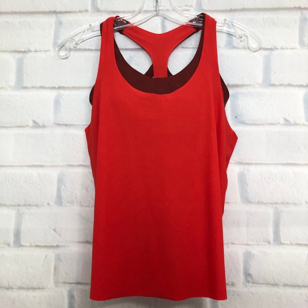 Athleta Ultimate 2-In-1 Support Top Size XS Vermillion Russet Brown Orange